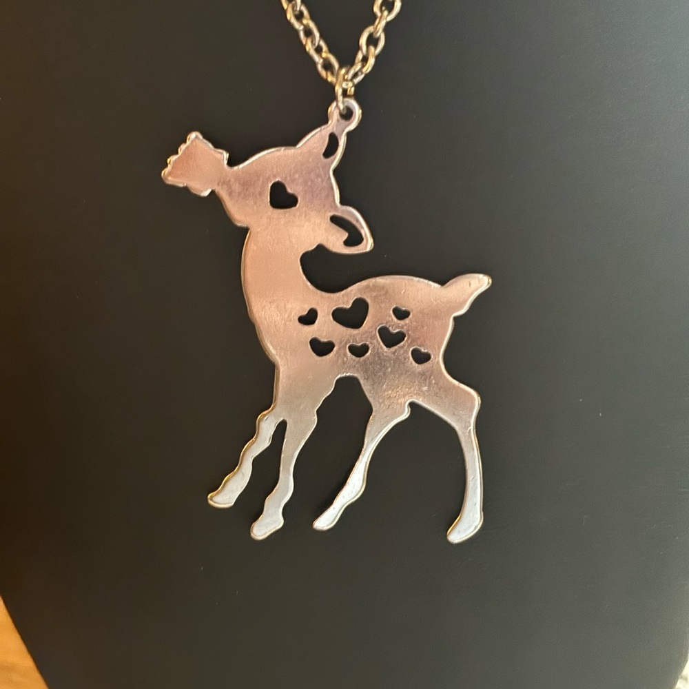 Silver Deer Pendant Necklace - Picture 2 of 3